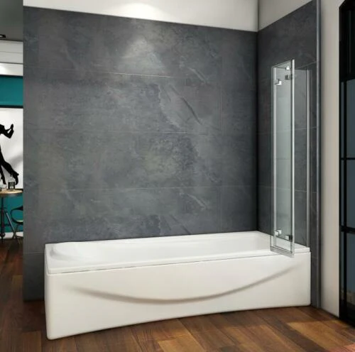 Folding Bath Shower Screen 3 Fold 100x140CM Tempered Glass - Image 4