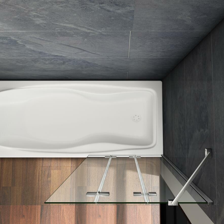 Folding Bath Shower Screen 3 Fold 100x140CM Tempered Glass - Image 5
