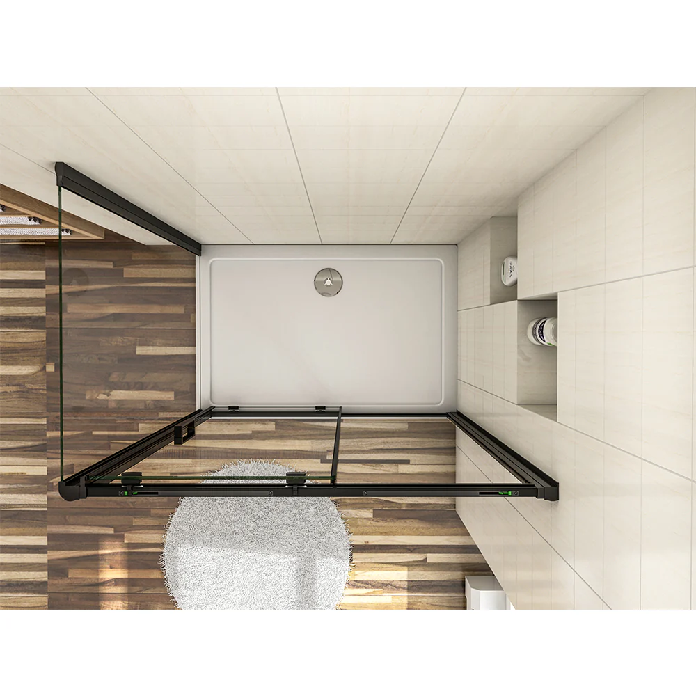 AICA 150x80CM Black sliding shower Enclosure 8MM NANO Glass - Image 4