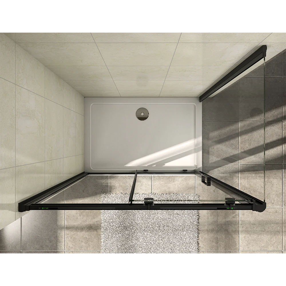 BLACK sliding shower Enclosure 160x70CM NANO Glass 8mm Door Side Panel - Image 4