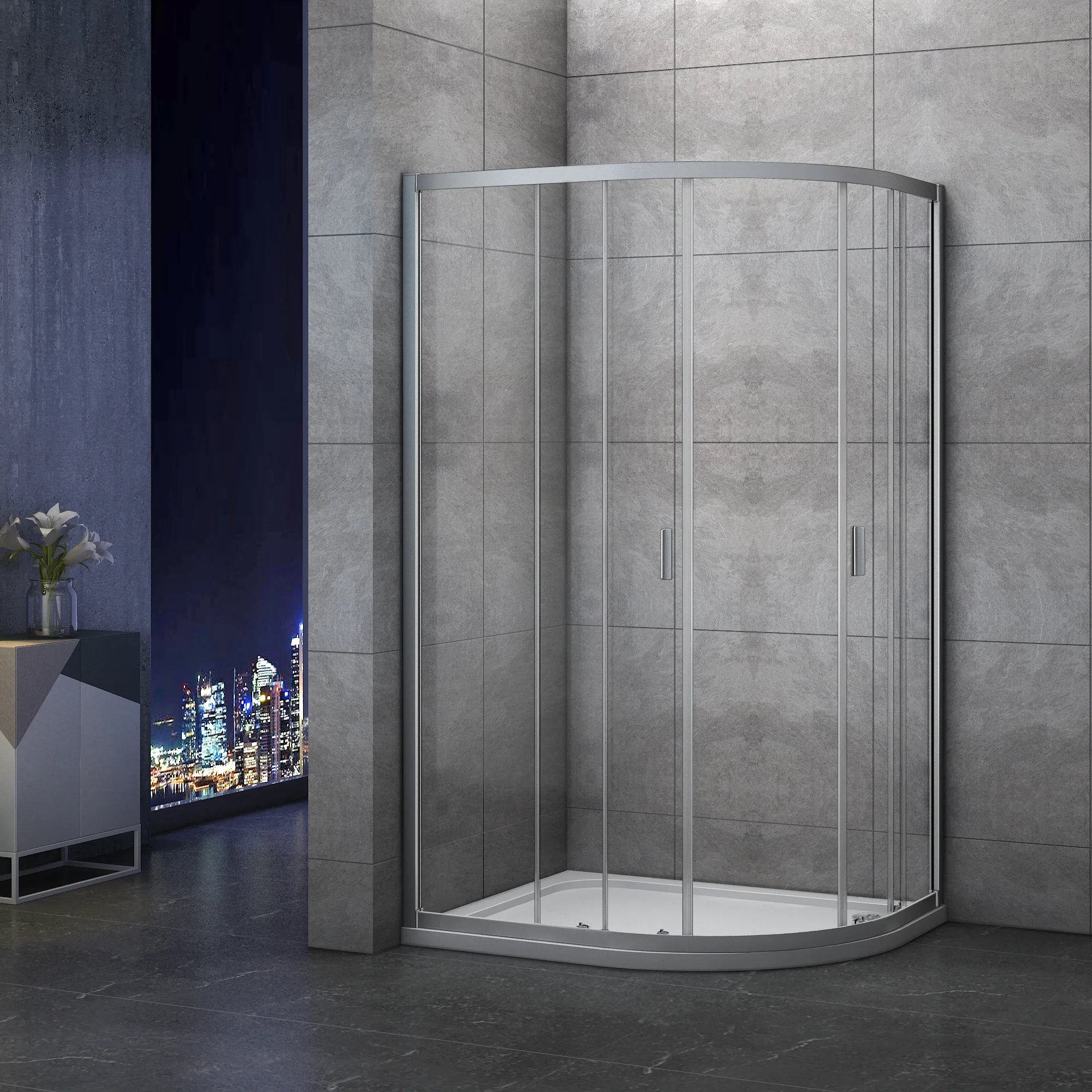 1850mm Quadrant Shower Enclosure Corner Entry Glass Cubicle, No Tray - Image 5
