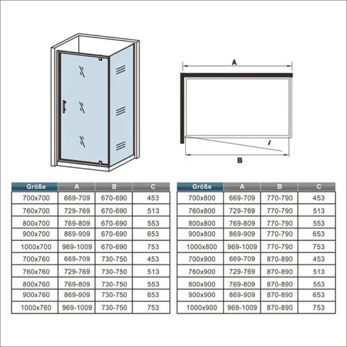 Pivot Shower Enclosure 70x70CM Glass Clear Double Side Panel - Image 4