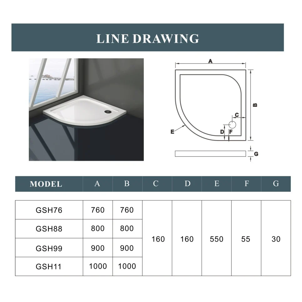 800x800x1850mm Quadrant Shower Enclosure,Shower Tray available - Image 4