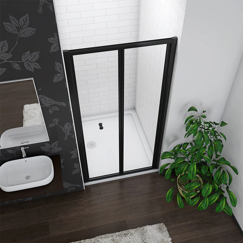 AICA Bifold Shower Black Enclosure Glass Door 100x185cm - Image 5