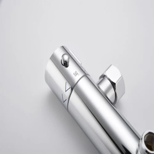 AICA Bathroom Mixer Shower Rainfall Set Square Chrome Twin Head Exposed Valve Kit NEW - Image 7