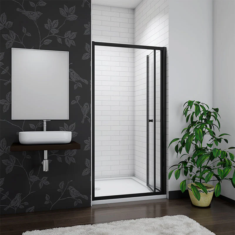AICA Bathroom Black Bi fold Shower Enclosure Door 70x185cm - Image 3