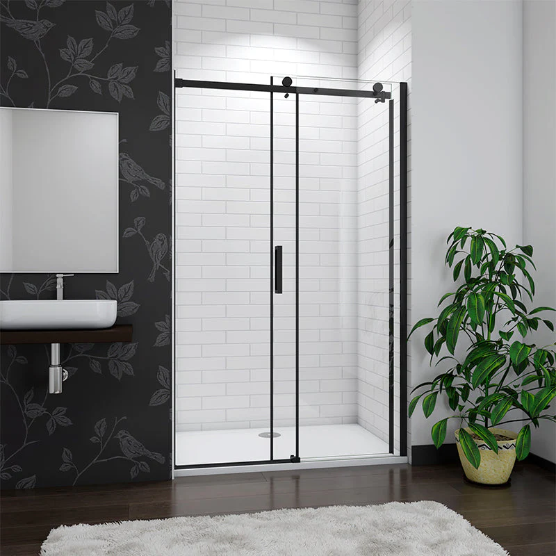 AICA Black Frameless Sliding Shower Door Glass 100x195cm - Image 3
