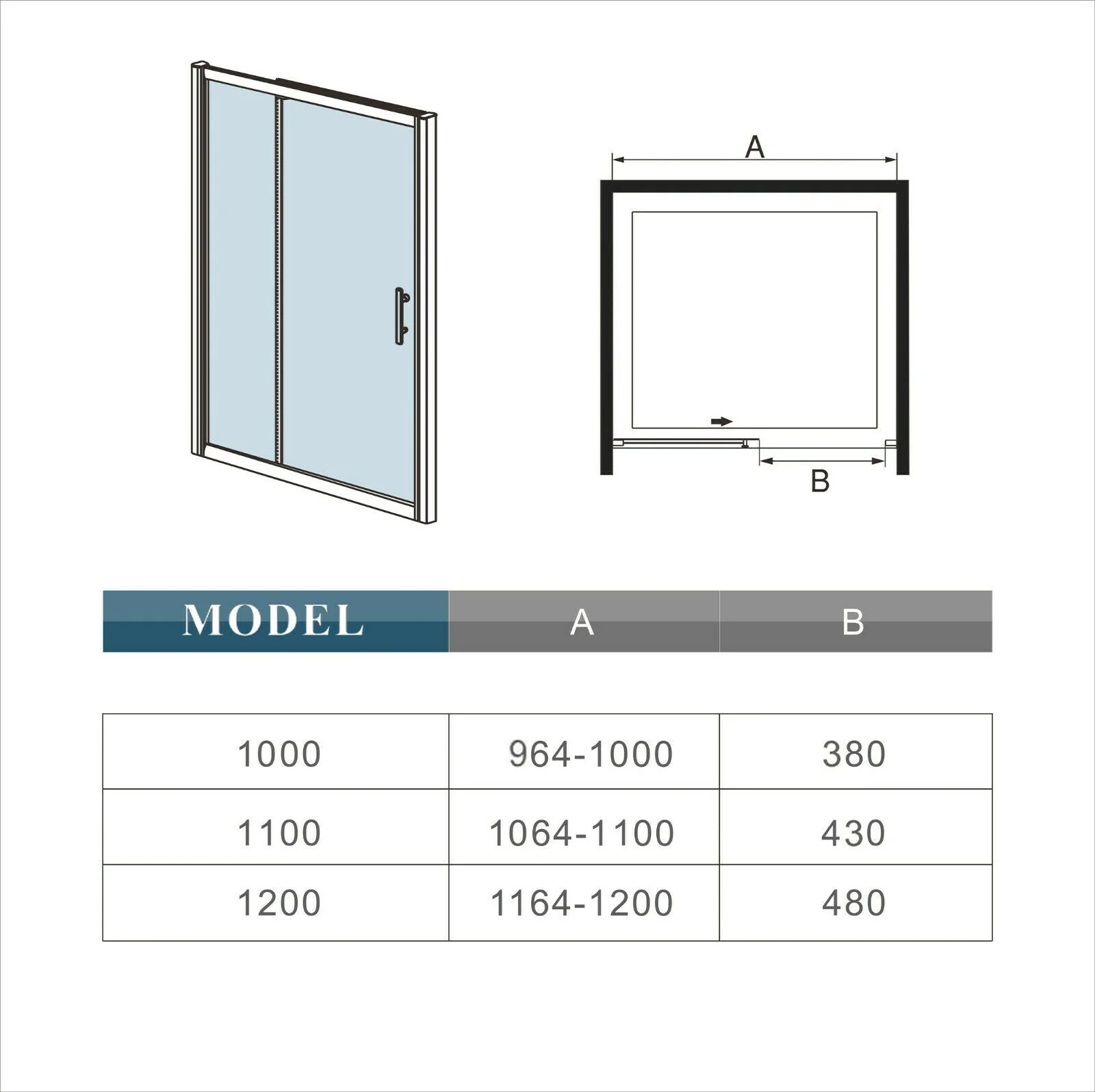 AICA Black Sliding Shower Glass Door 140x195cm - Image 5