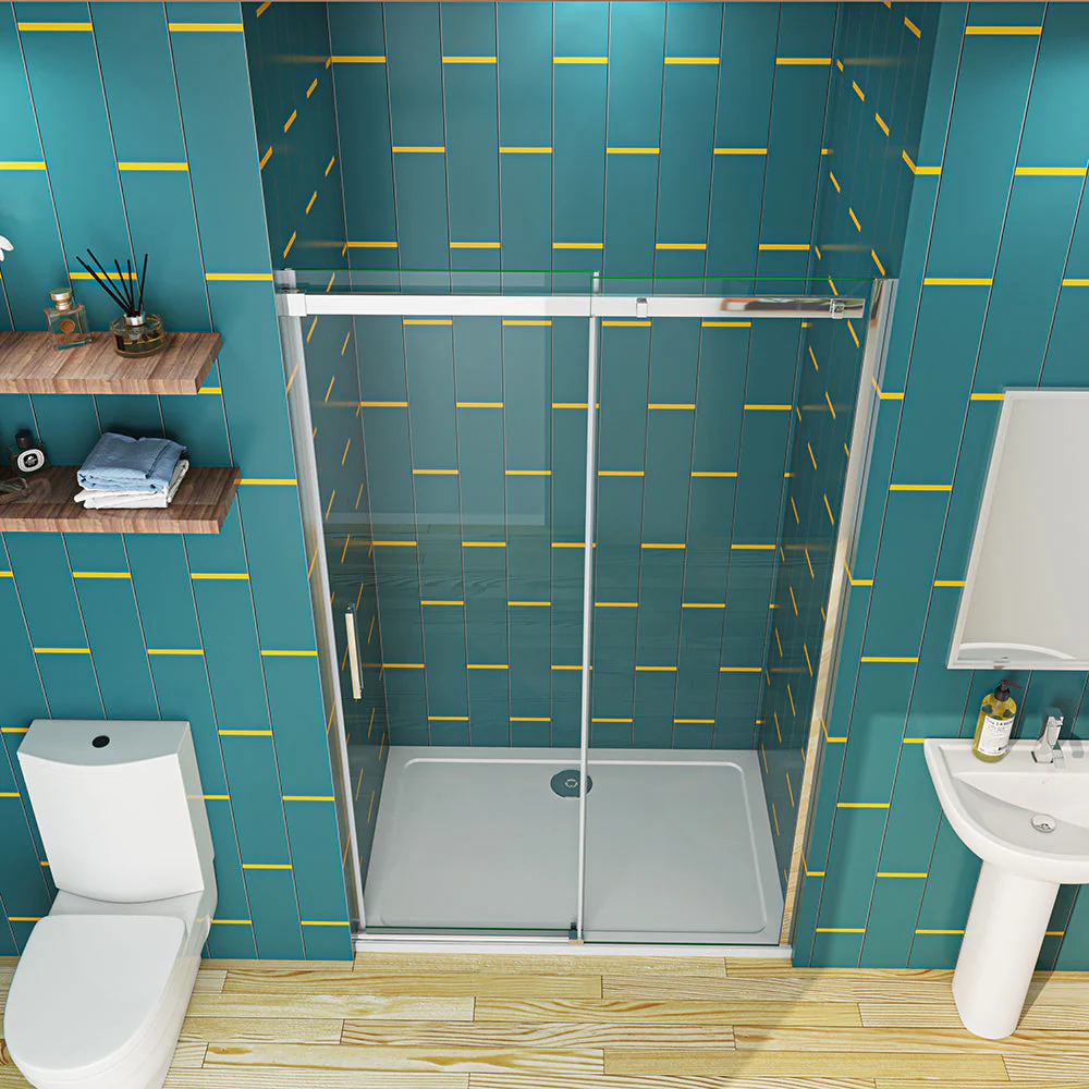 AICA Frameless Sliding Shower Glass Door 110x195cm - Image 5