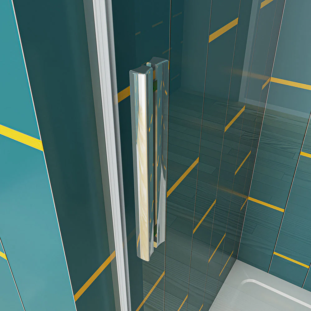 AICA Frameless Sliding Shower Glass Door 110x195cm - Image 5