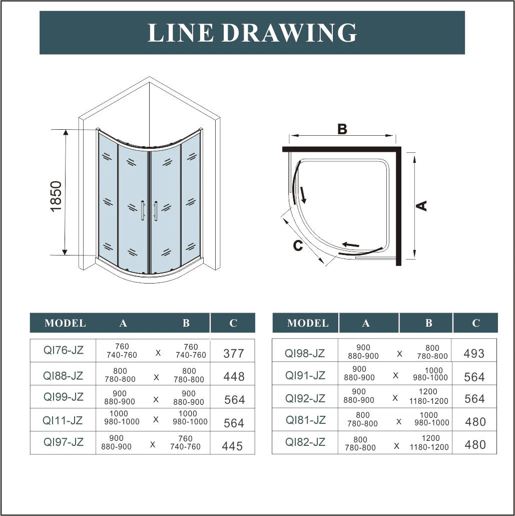 Quadrant Shower Sliding Enclosure NANO Door 120x80x185cm - Image 4