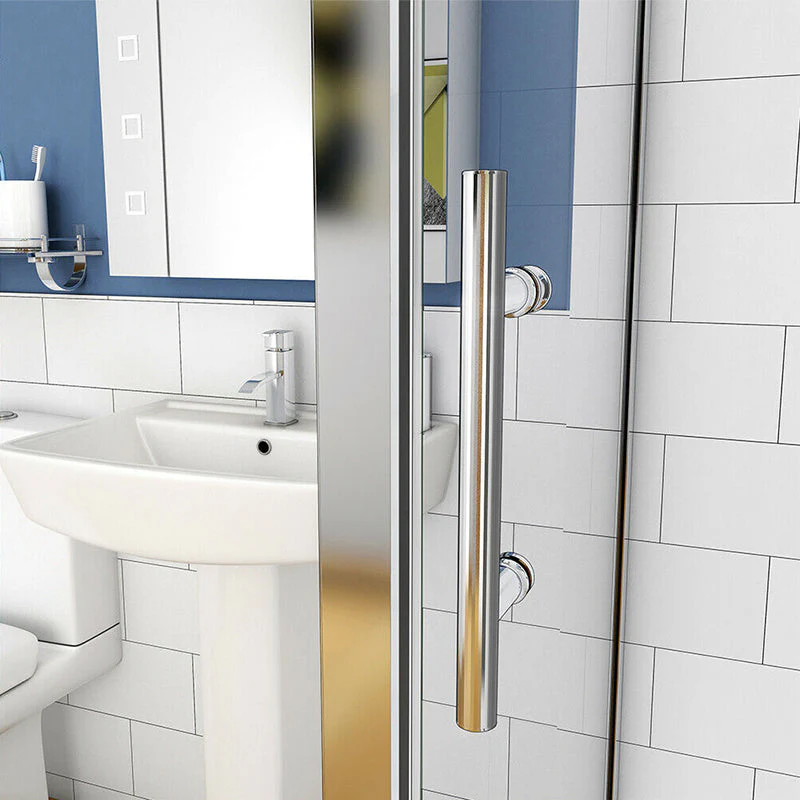 AICA Shower Enclosure chrome Double shower sliding door tempered glass - Image 3