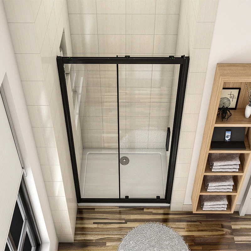 AICA Black Frame Sliding Shower Glass Door 120x195cm - Image 3