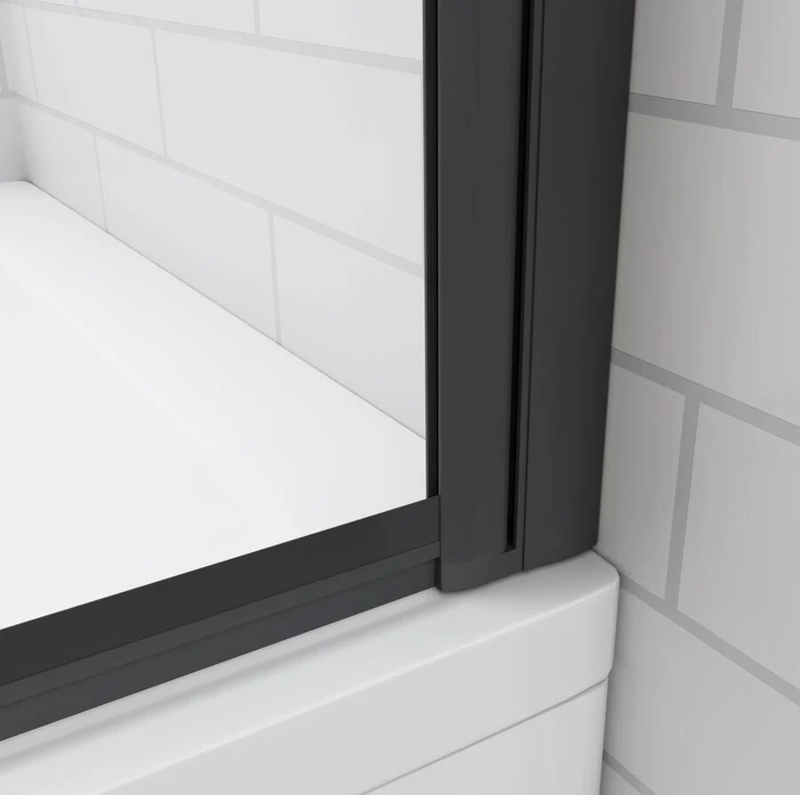 70x140cm Pivot Shower Bath Screen Frameless Black Silk Glass Panel - Image 3