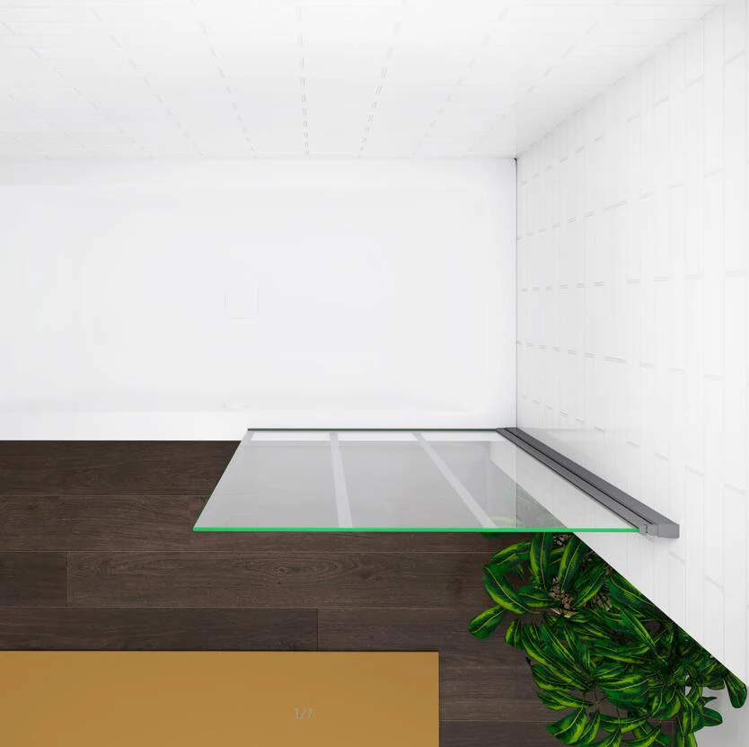 70x140cm Pivot Shower Bath Screen Frameless Black Silk Glass Panel - Image 4