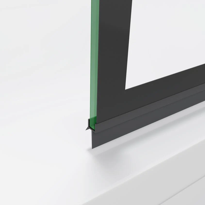 70x140cm Pivot Shower Bath Screen Frameless Black Silk Glass Panel - Image 5