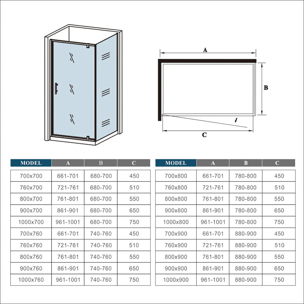 Black Pivot Shower Enclosures 1000mm Door rectangle enclosures - Image 4