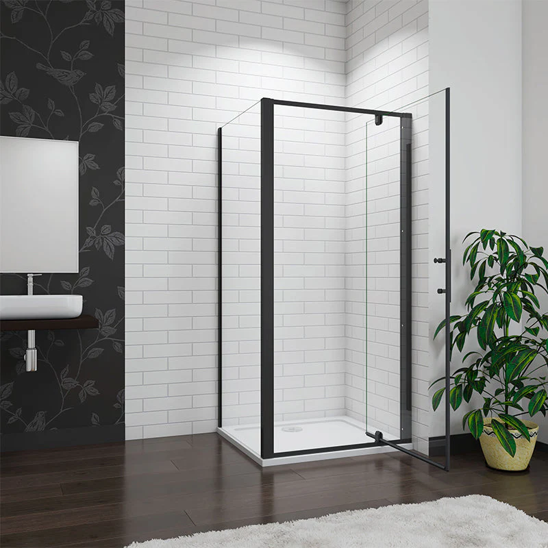Black Pivot Shower 100cm glass door enclosures 1000 x 1850mm - Image 3