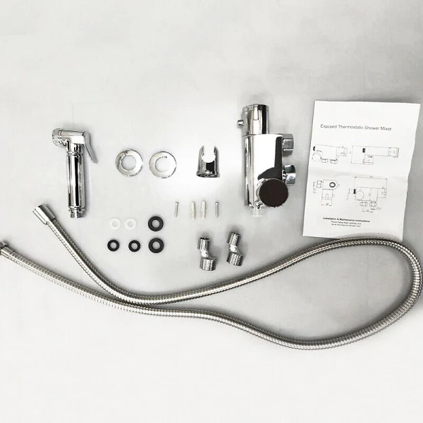 AICA Douche Valve Toilet, Solid Brass Bathroom Thermostatic Round Bidet Douche Kit Muslim Spray, Chrome plated - Image 5