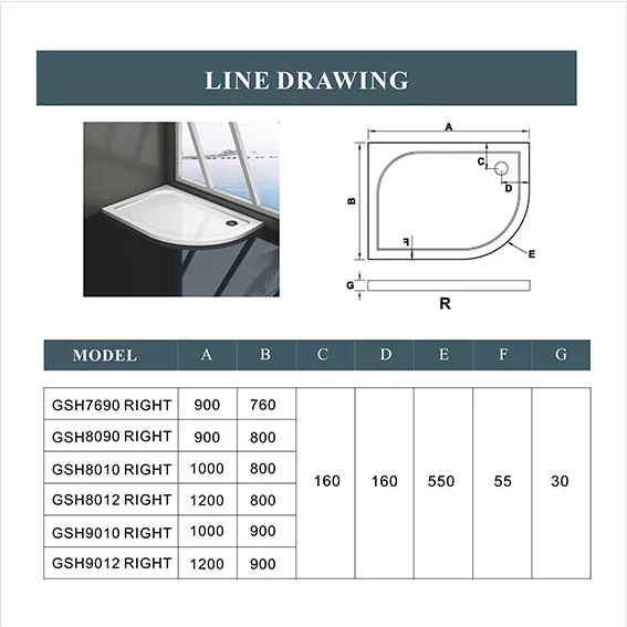 Quadrant Enclosure Corner Cubicle Shower Tray - Image 8