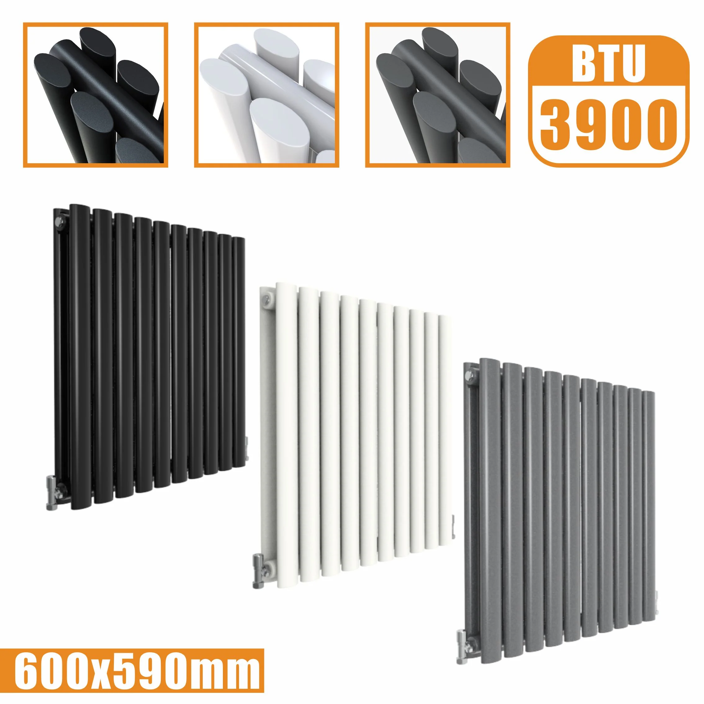 Horizontal Oval Column Anthracite & White Designer Central Heating Radiator UK - Image 10