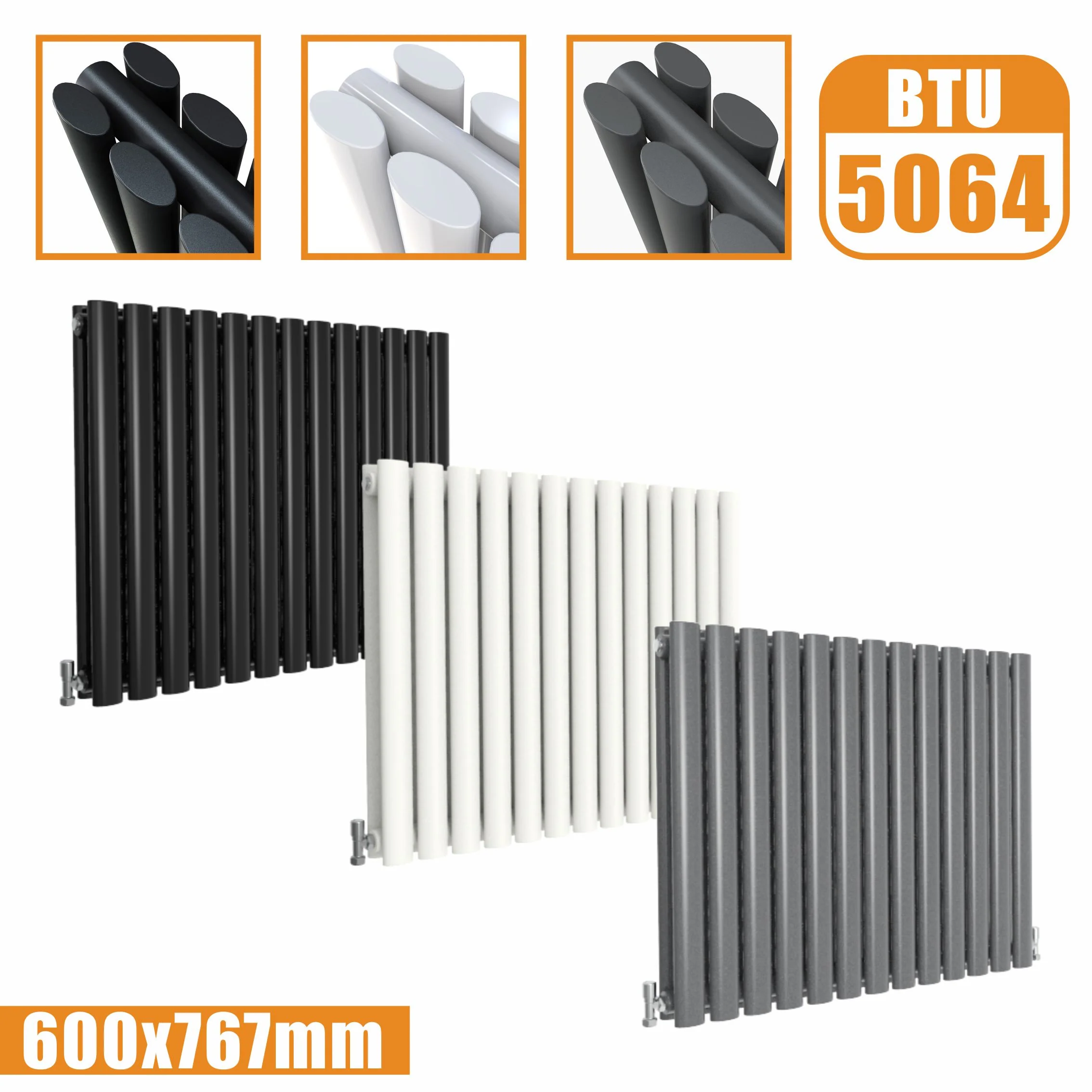 Horizontal Oval Column Anthracite & White Designer Central Heating Radiator UK - Image 11