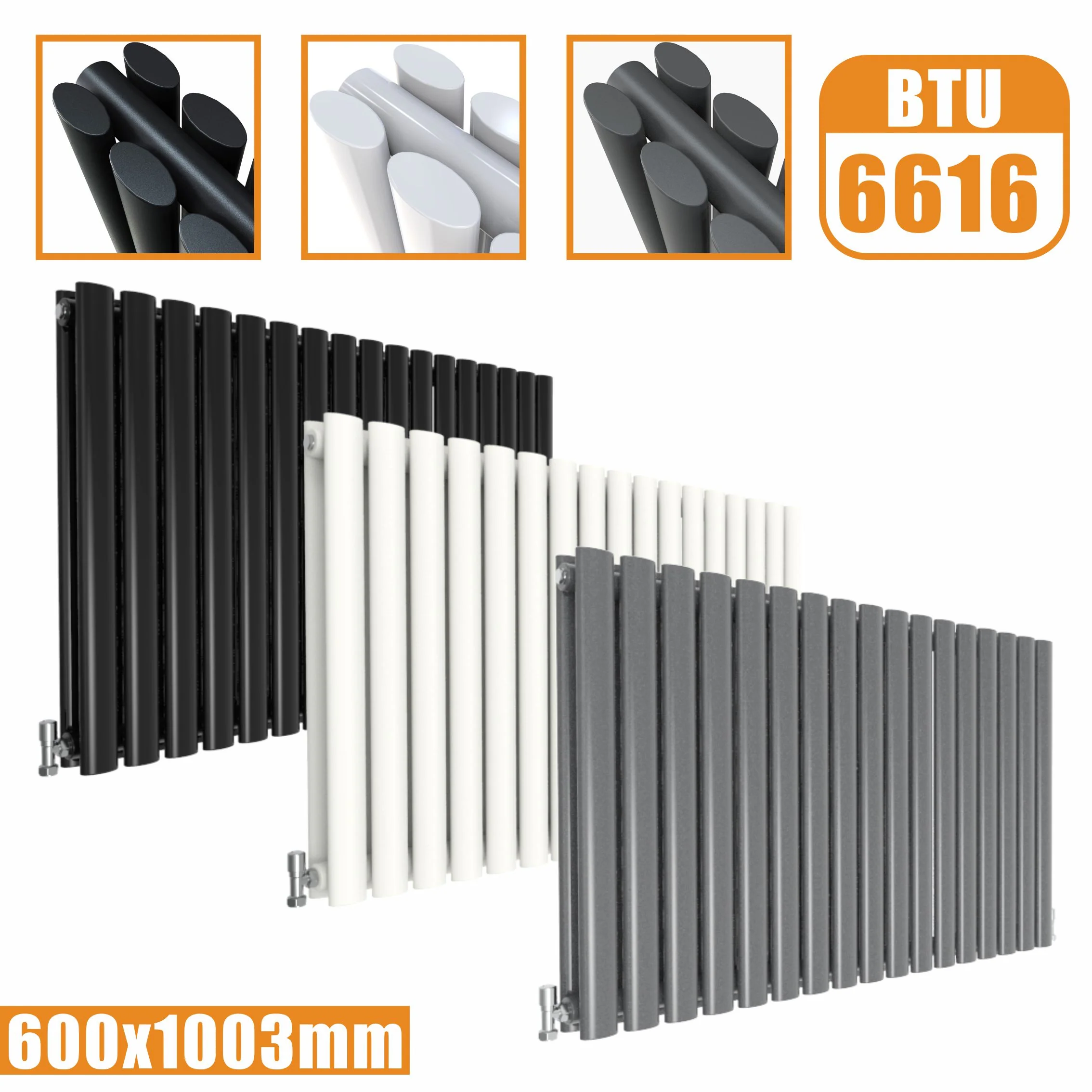 Horizontal Oval Column Anthracite & White Designer Central Heating Radiator UK - Image 12