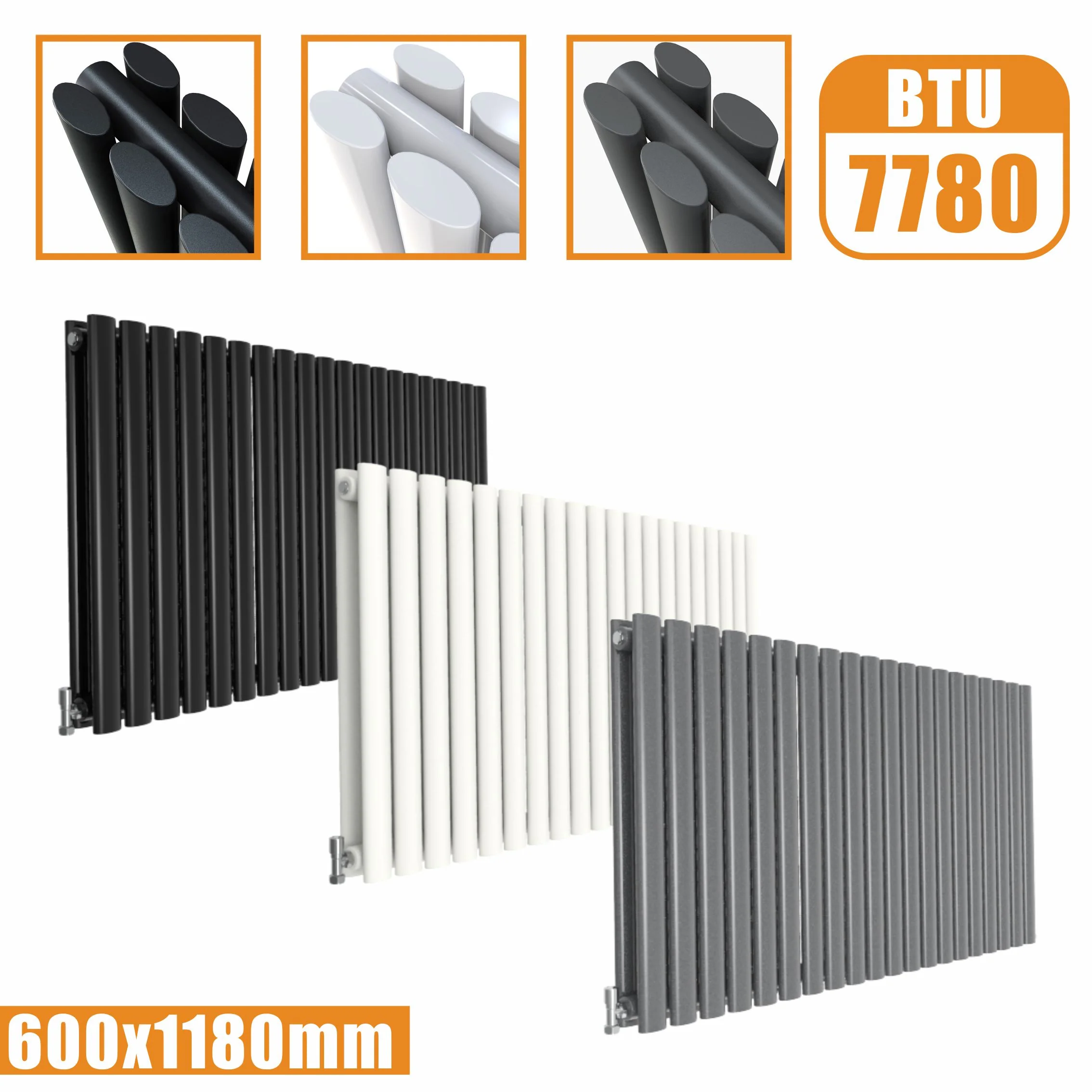 Horizontal Oval Column Anthracite & White Designer Central Heating Radiator UK - Image 13