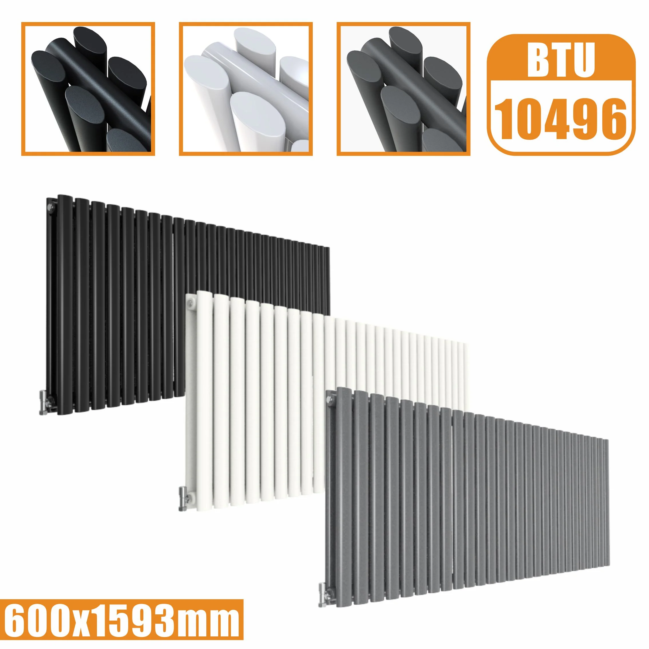 Horizontal Oval Column Anthracite & White Designer Central Heating Radiator UK - Image 15
