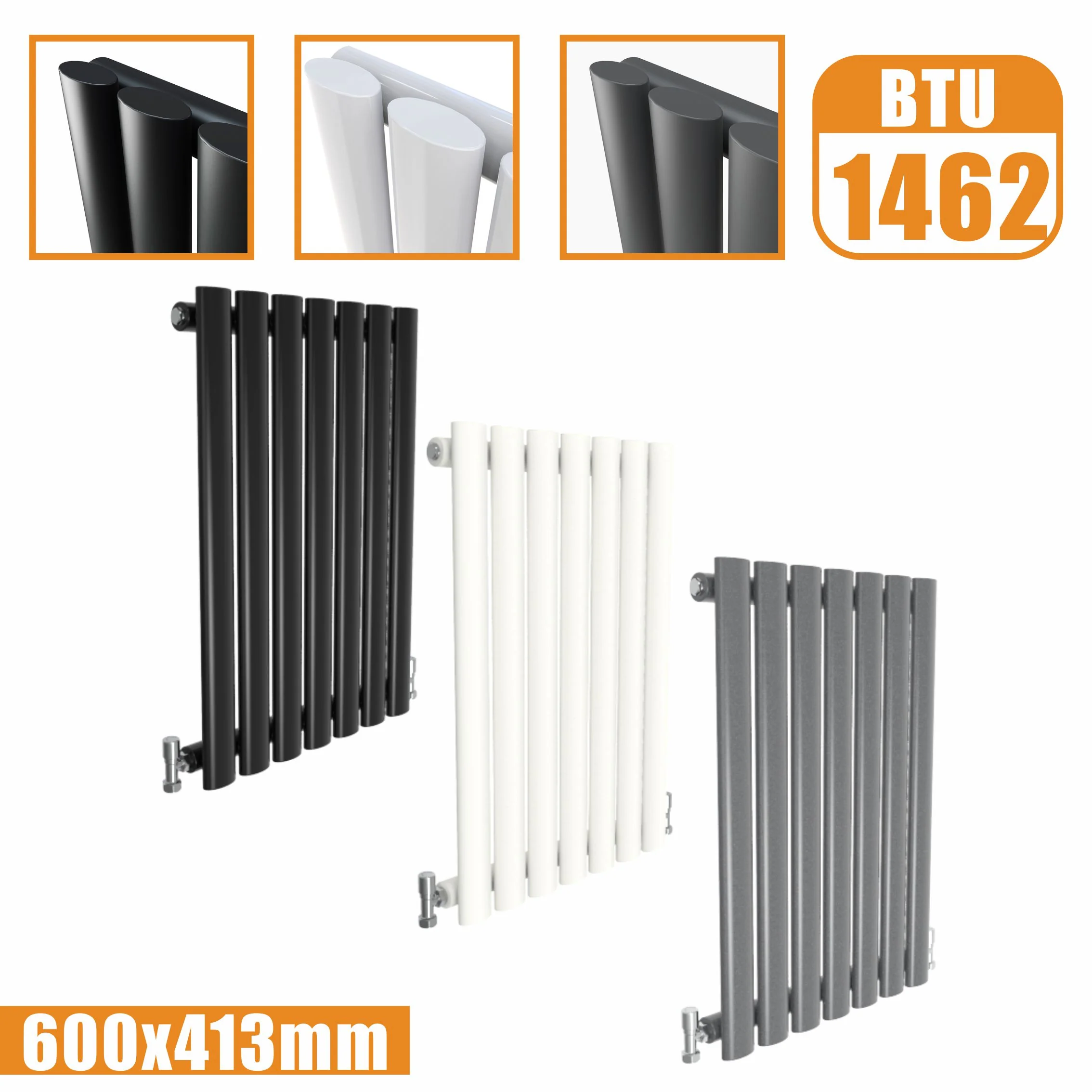 Horizontal Oval Column Anthracite & White Designer Central Heating Radiator UK - Image 16