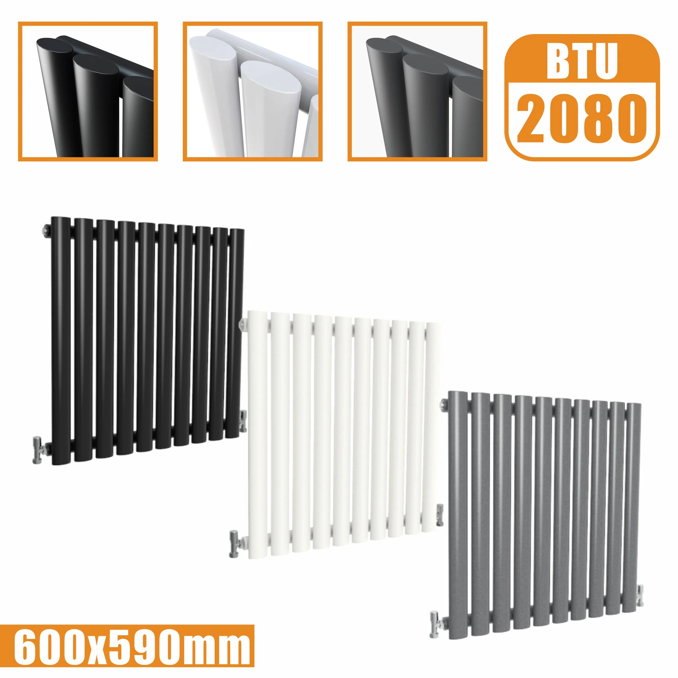 Horizontal Oval Column Anthracite & White Designer Central Heating Radiator UK - Image 17