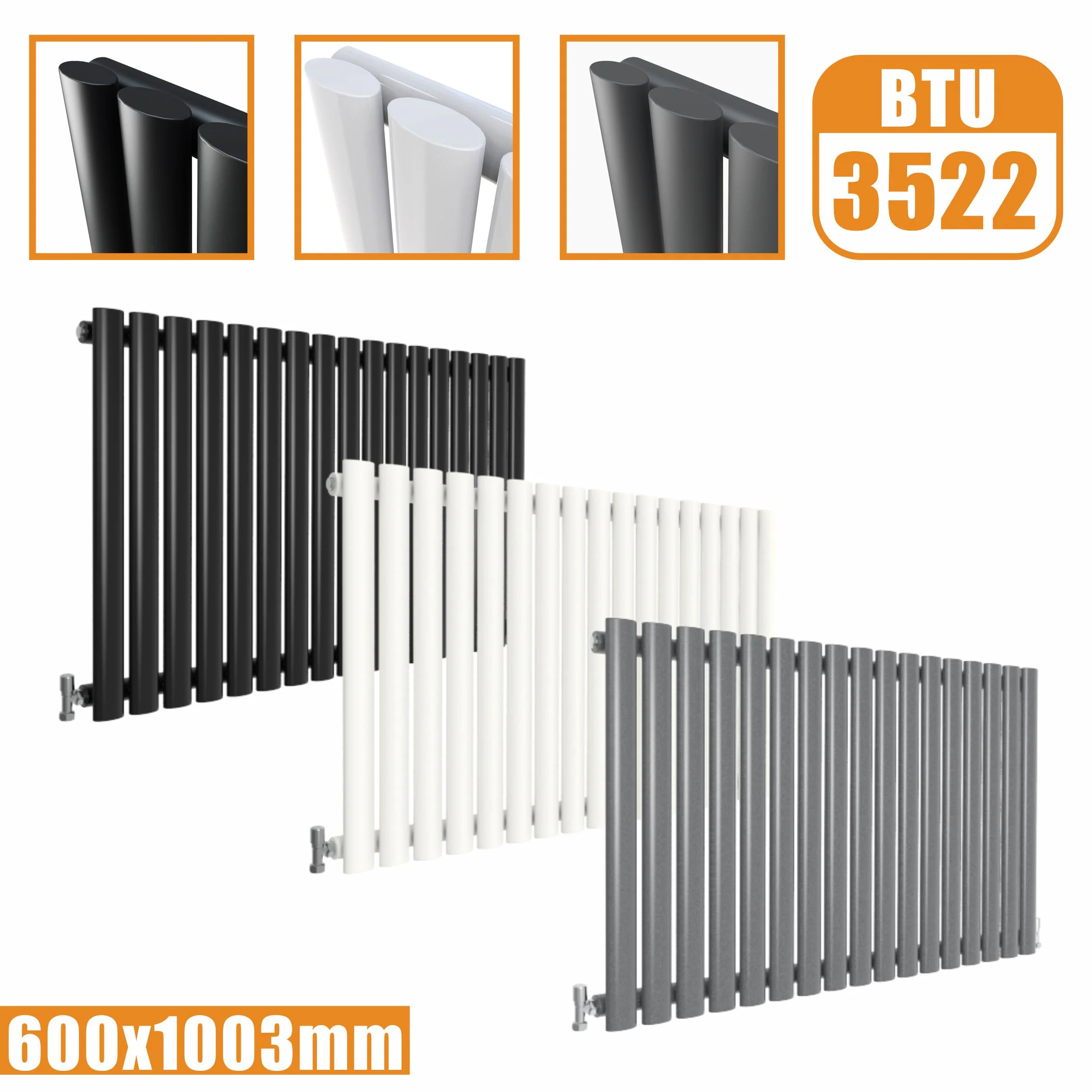 Horizontal Oval Column Anthracite & White Designer Central Heating Radiator UK - Image 19