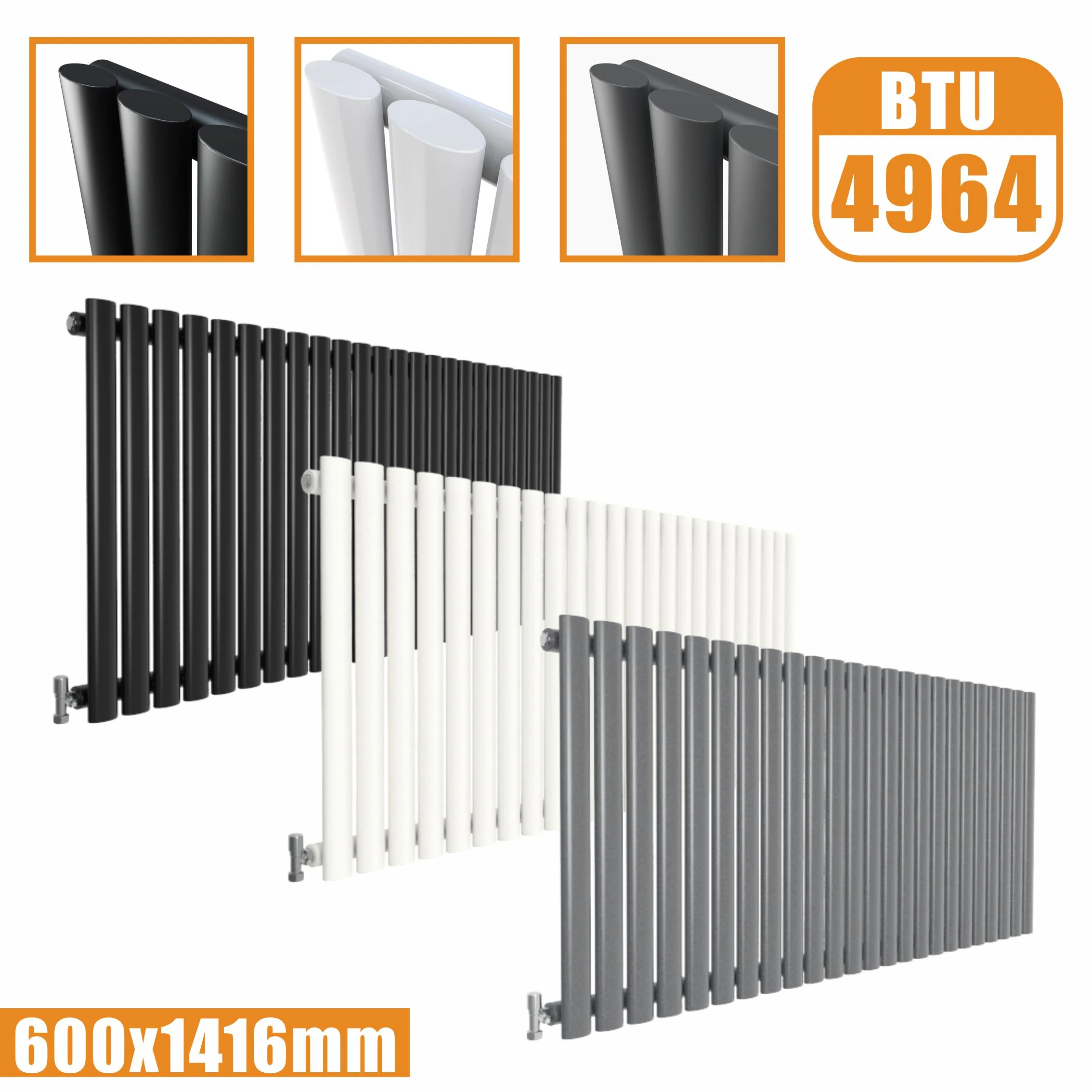 Horizontal Oval Column Anthracite & White Designer Central Heating Radiator UK - Image 21