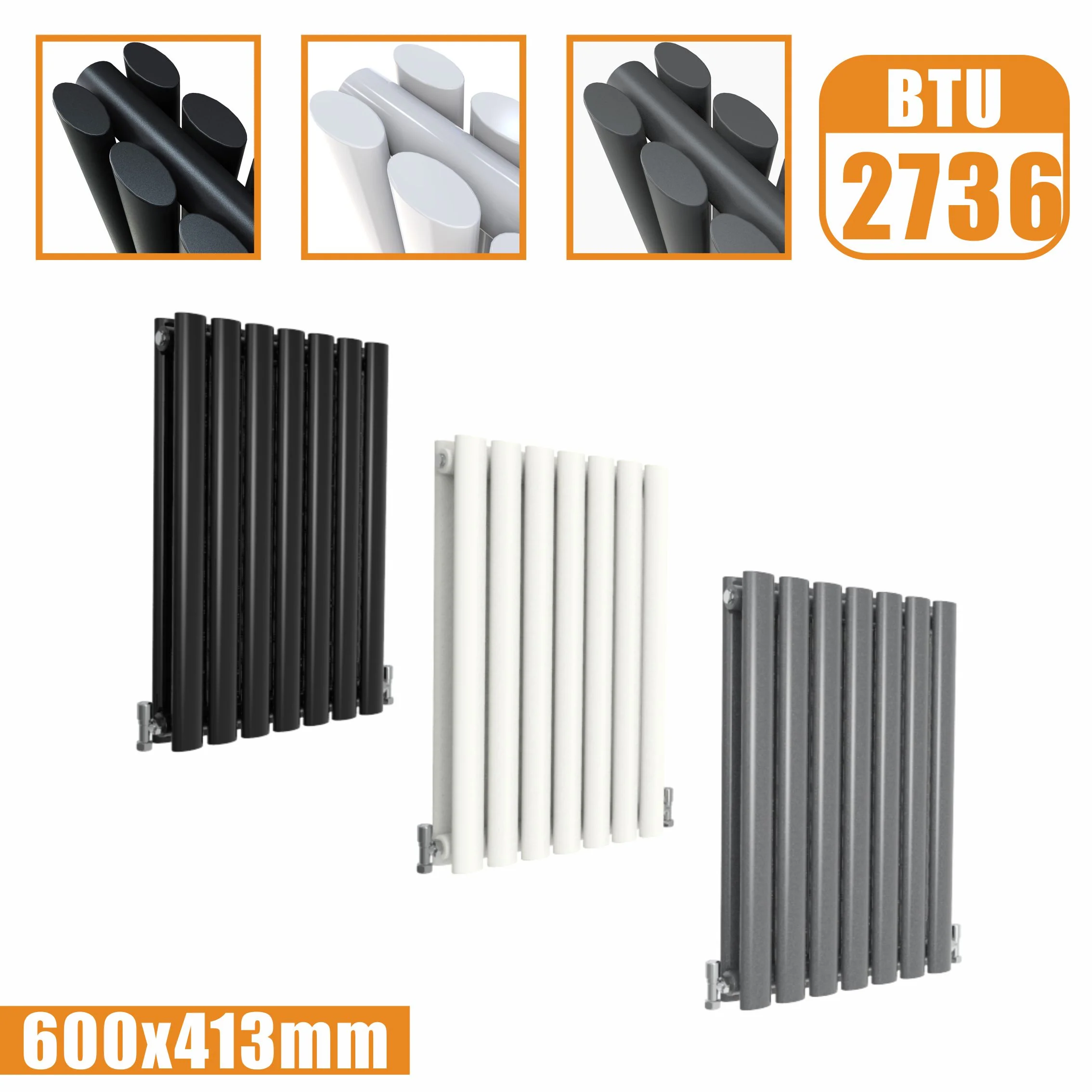 Horizontal Oval Column Anthracite & White Designer Central Heating Radiator UK - Image 5