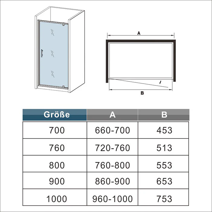 Pivot Shower Door Walk In Shower Enclosure Cubicle Screen Panel - Image 7