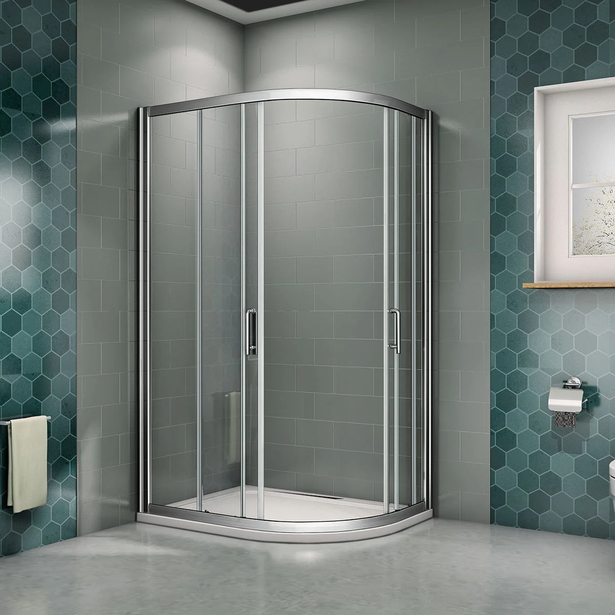 6mm easy clean glass quadrant shower enclosure, No tray,clearance - Image 3