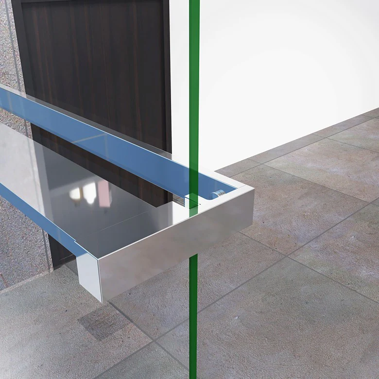 Chrome Towel Rail Rack 800-1400mm for 8mm Glass Panel - Image 5