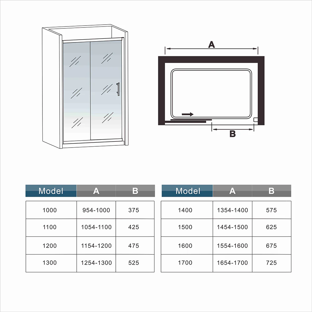 8mm EASY CLEAN Tempered Glass Sliding Shower Door Side Panel 195cm - Image 8