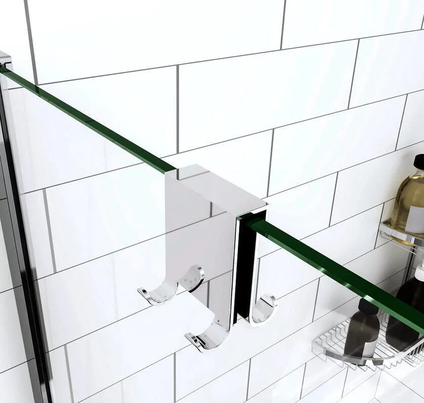 Silver Chrome Bathroom Glass Screen Bathrobe Coat Towel Hook Hanger - Image 4