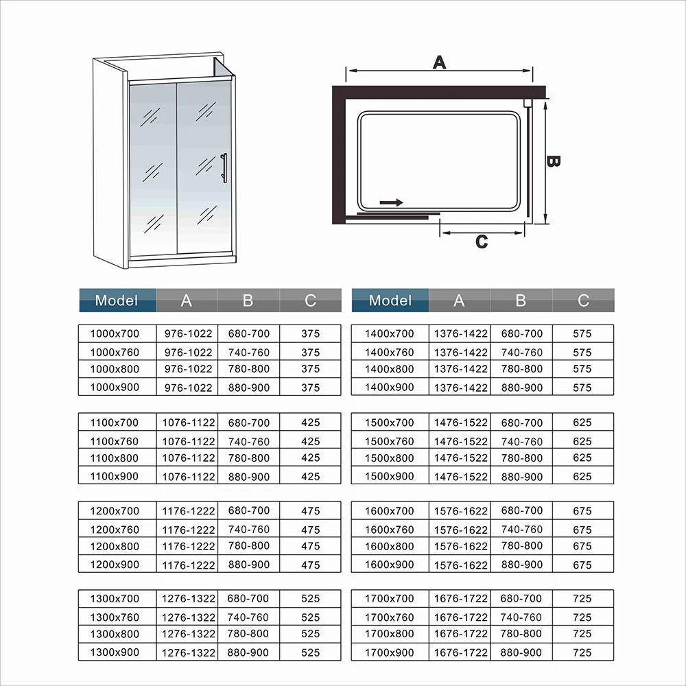 Black Sliding Shower Door 8mm NANO Glass Cubicle + Shower tray optional - Image 5