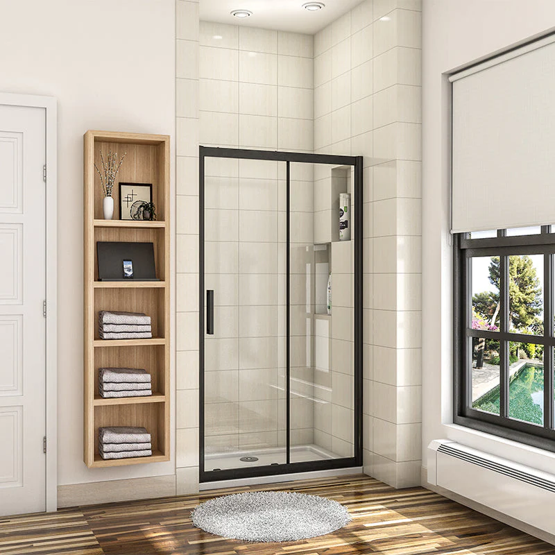 AICA Black Sliding Shower Enclosure Single Door 8mm NANO Glass - Image 10