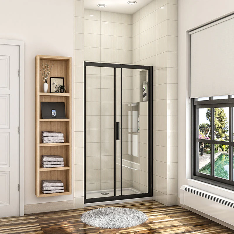 AICA Black Sliding Shower Enclosure Single Door 8mm NANO Glass - Image 11