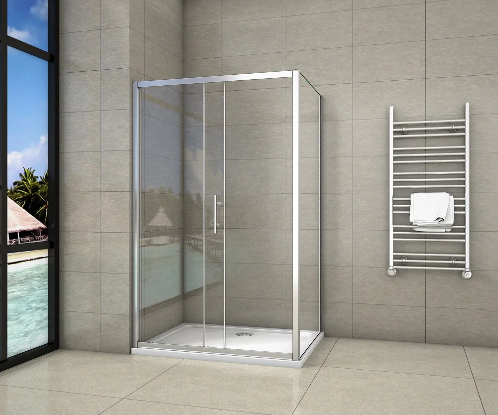 AICA Sliding Shower Enclosures Glass Door Rectangle 100-170cm - Image 8