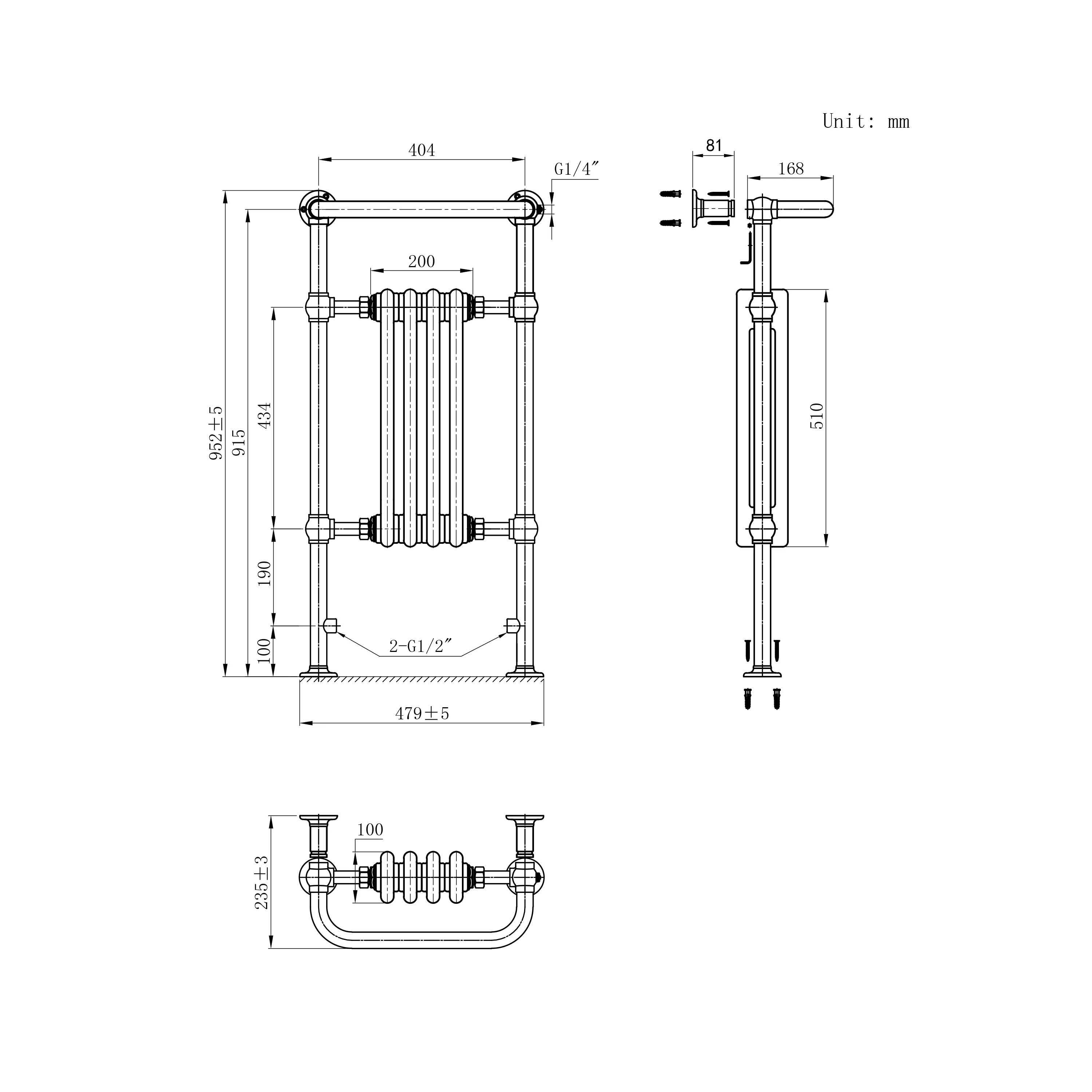 Horizontal Victorian Style Traditional Cast Iron Columns White Vintage Heated Towel Rail Bathroom Radiator - Image 10