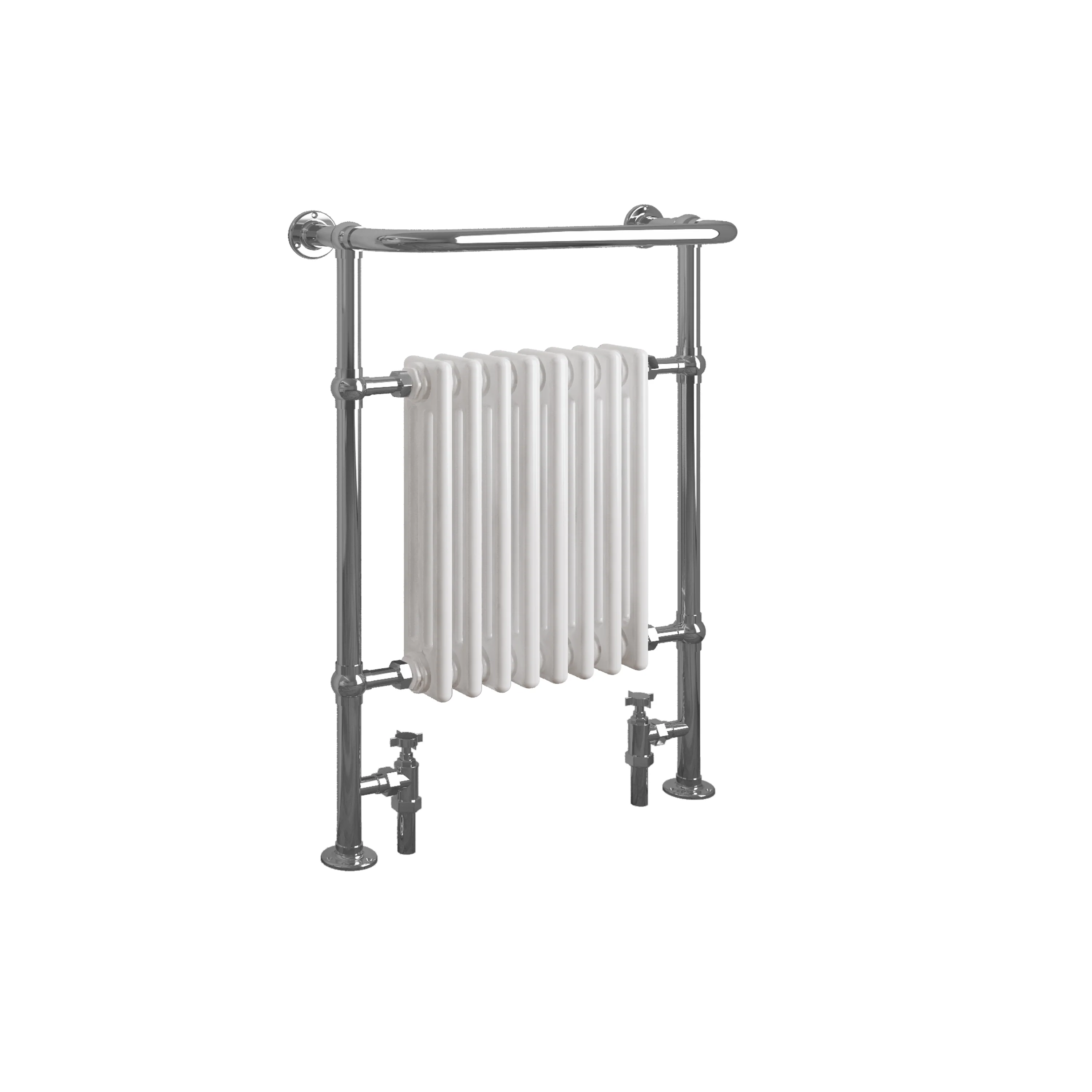Horizontal Victorian Style Traditional Cast Iron Columns White Vintage Heated Towel Rail Bathroom Radiator - Image 3