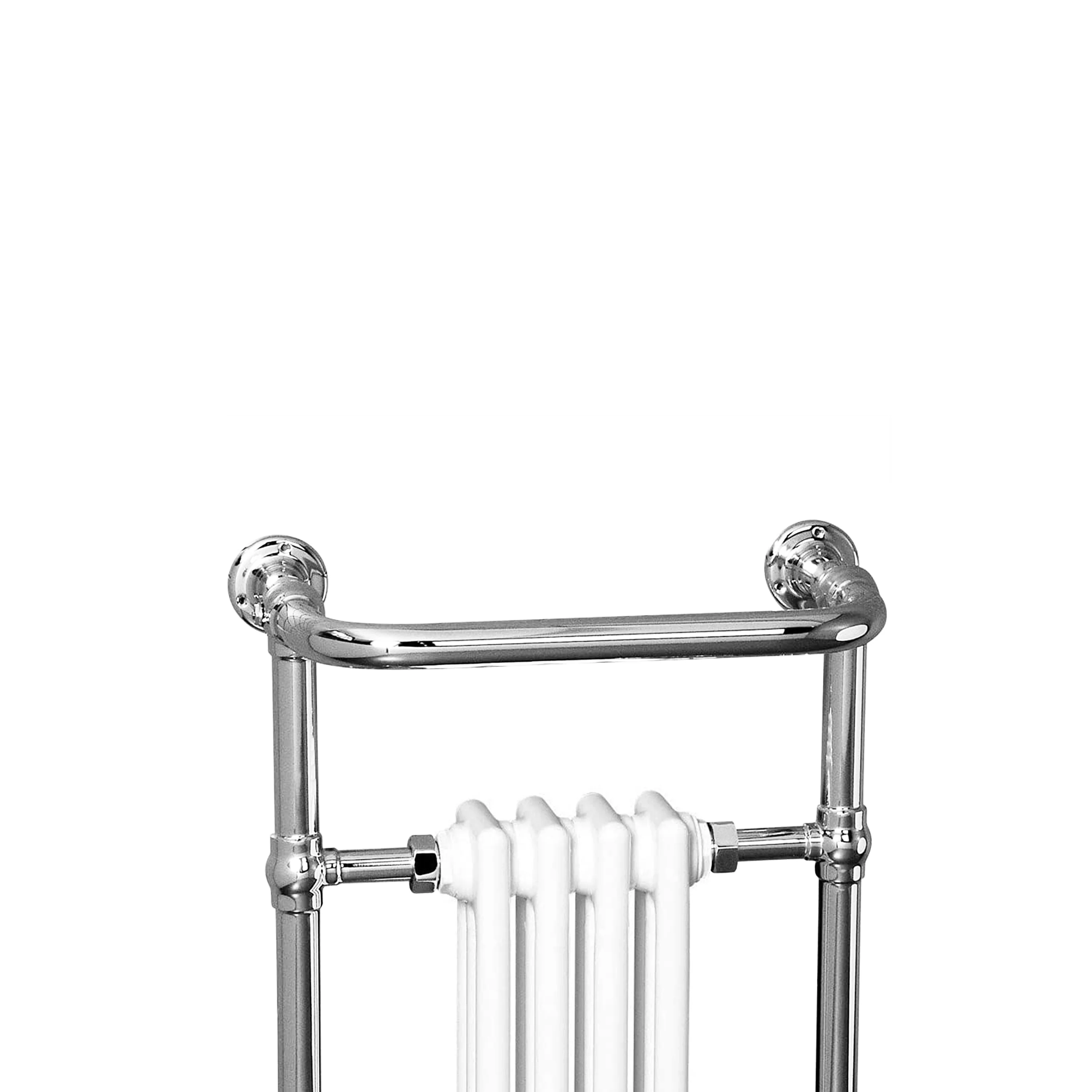 Horizontal Victorian Style Traditional Cast Iron Columns White Vintage Heated Towel Rail Bathroom Radiator - Image 4