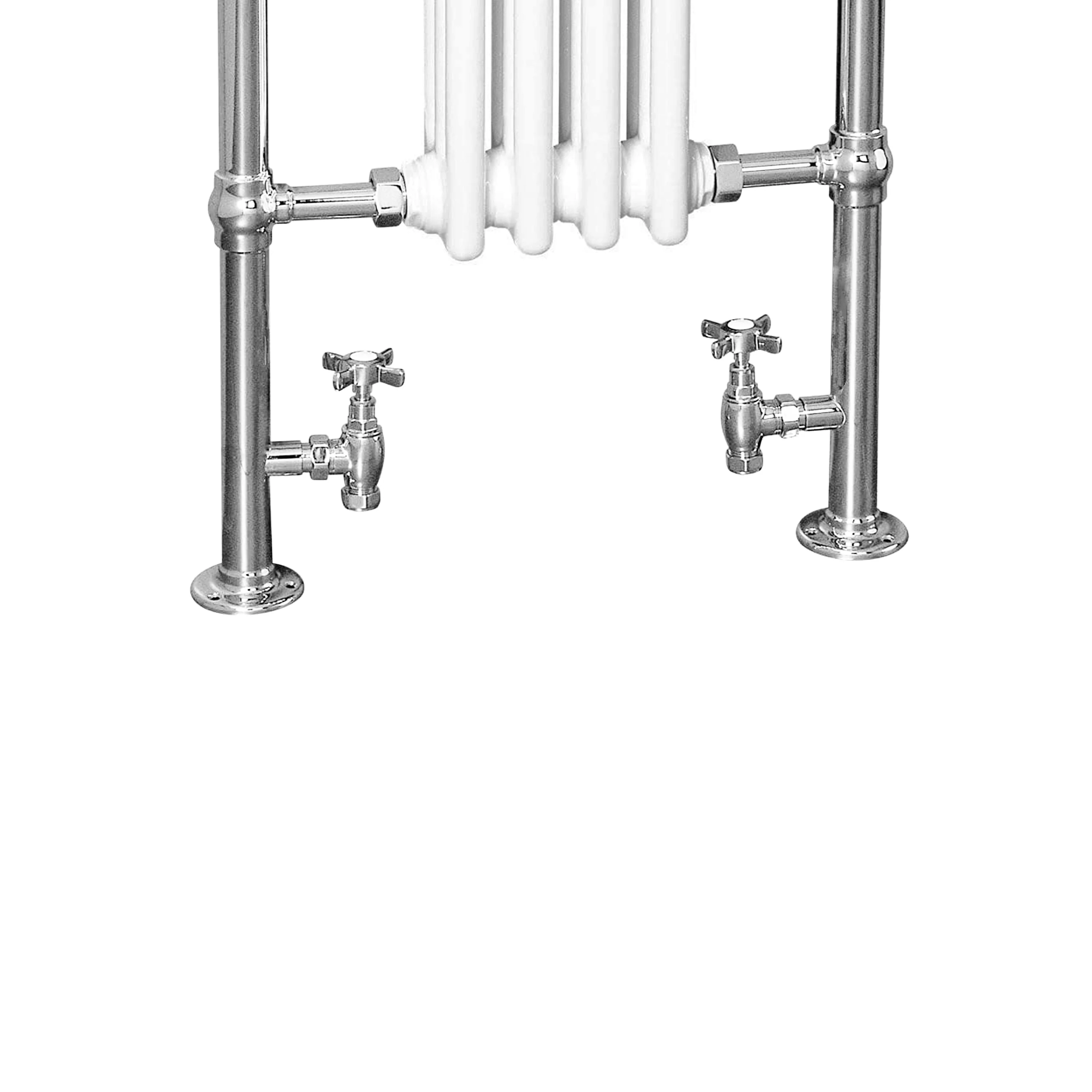 Horizontal Victorian Style Traditional Cast Iron Columns White Vintage Heated Towel Rail Bathroom Radiator - Image 5