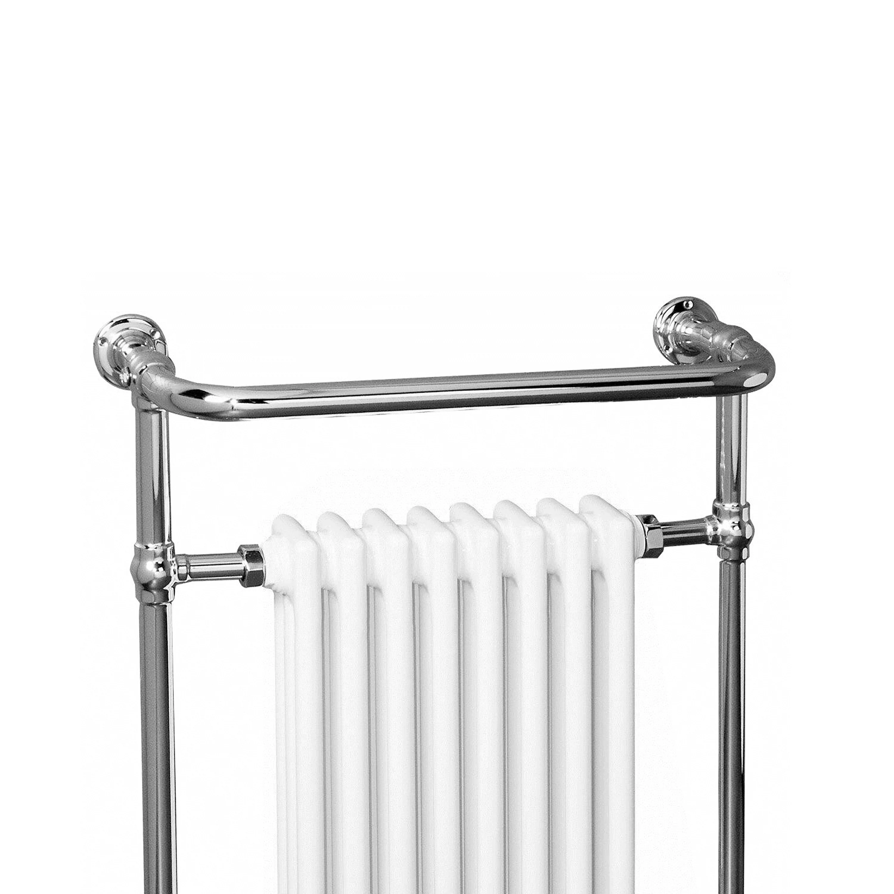 Horizontal Victorian Style Traditional Cast Iron Columns White Vintage Heated Towel Rail Bathroom Radiator - Image 6
