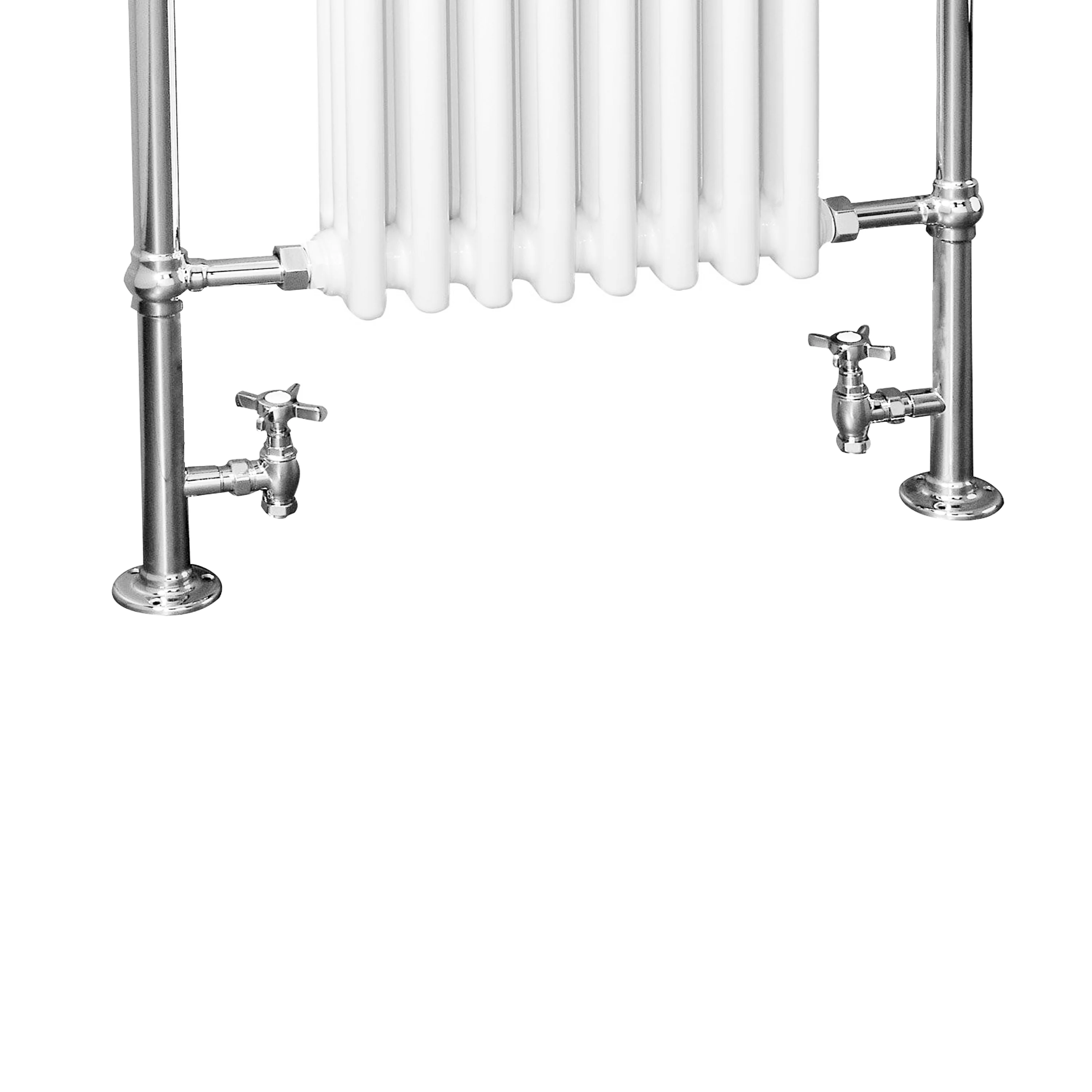 Horizontal Victorian Style Traditional Cast Iron Columns White Vintage Heated Towel Rail Bathroom Radiator - Image 7