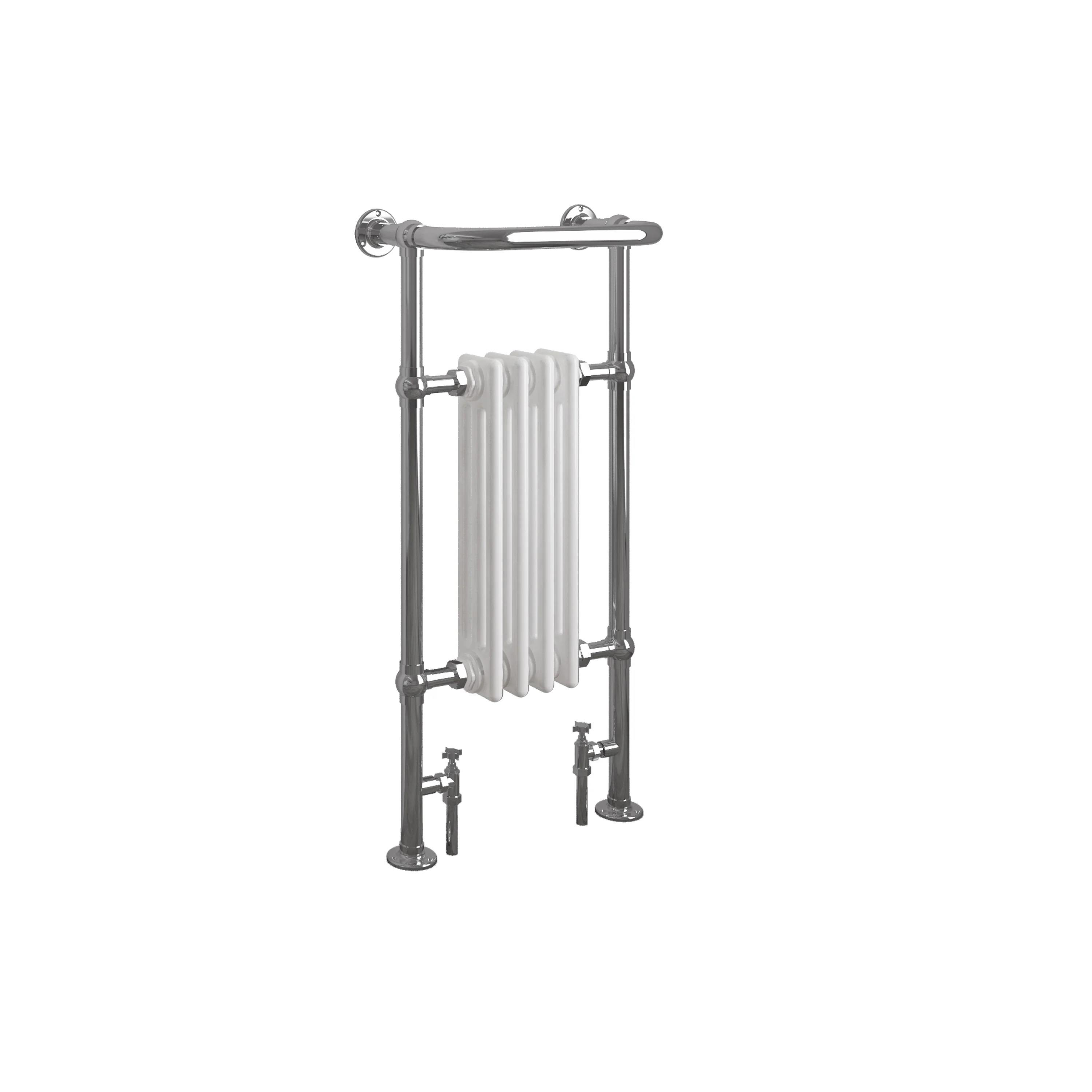 Horizontal Victorian Style Traditional Cast Iron Columns White Vintage Heated Towel Rail Bathroom Radiator - Image 8